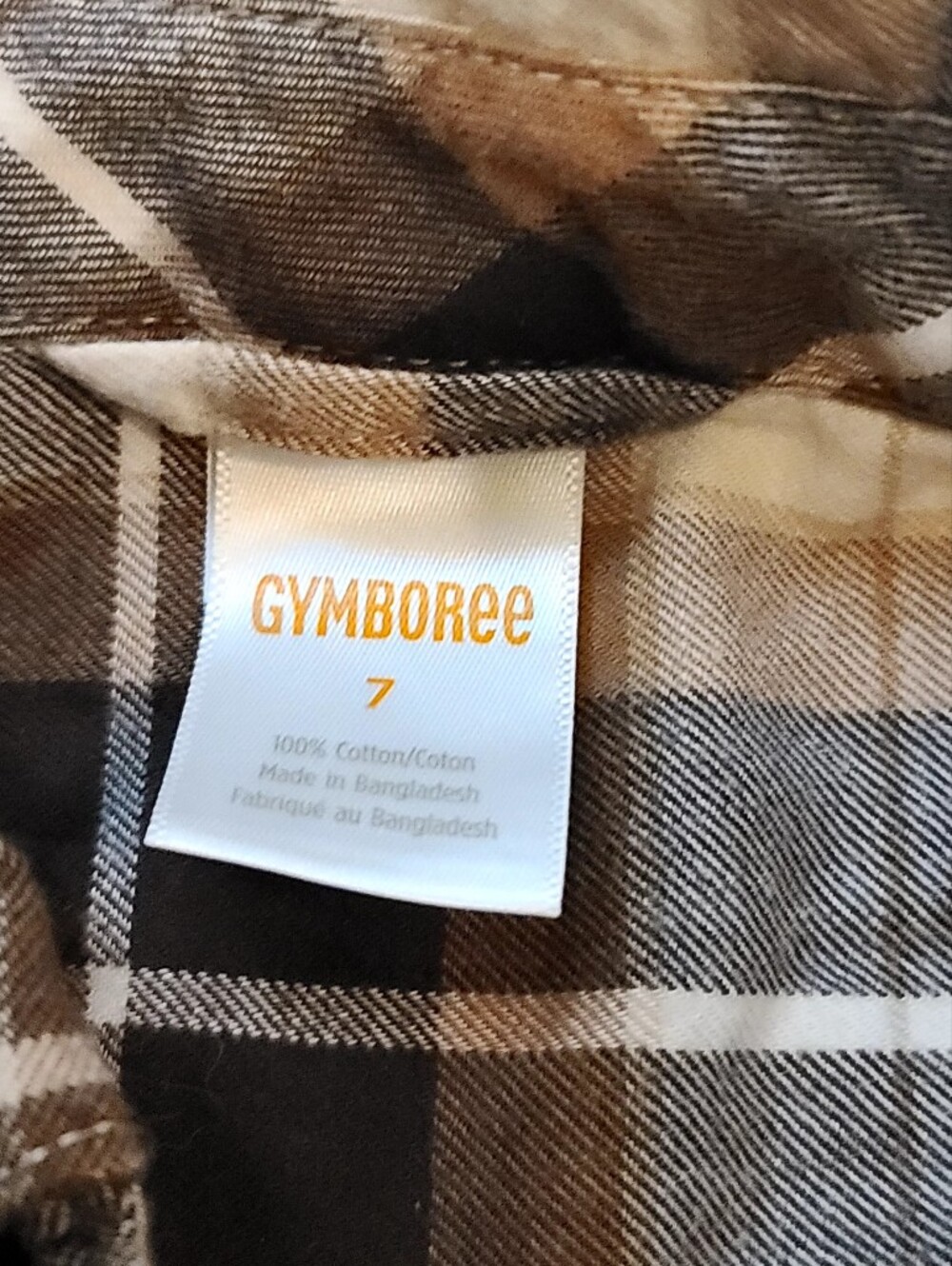 Boy's 7, Gymboree Brown Plaid Long Sleeves Button-Up Shirt - Picture 5 of 6